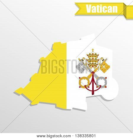 Vatican map with flag inside and ribbon