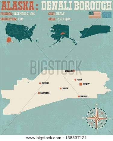 Large and detailed map and infos about Denali Borough in Alaska