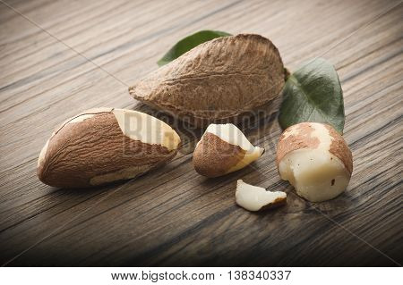Brazil walnut close up on the wood table