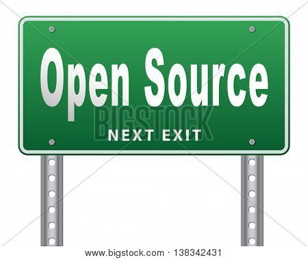 Open source program software program or economy freeware internet data computer sharing 3D illustration, isolated, on white
