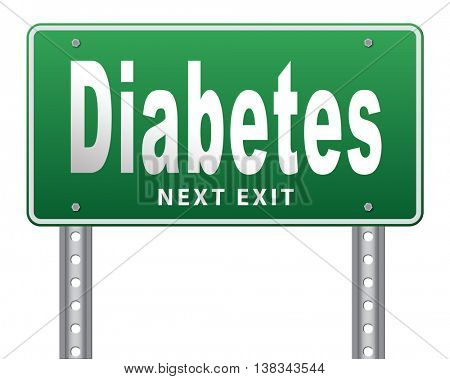 Diabetes find causes  and sceen for symptoms of type 1 or 2 prevention by dieting or treath with medication 3D illustration, isolated, on white
