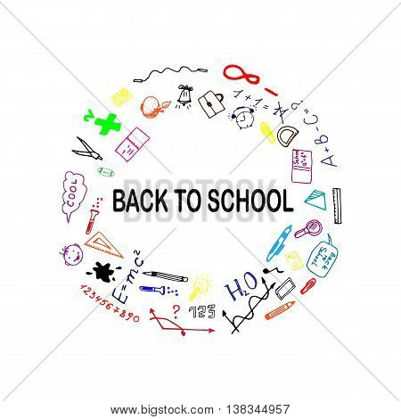 Back to school sketch illustration. Freehand drawing doodles. Hand drawn set of school sign. Vector illustration