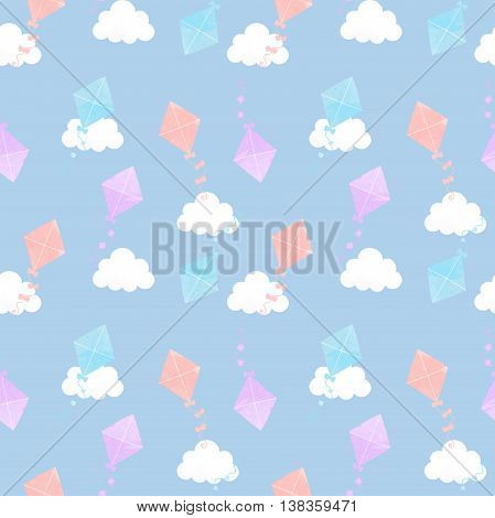 Different colors Kite seamless cloud texture. Background kite.