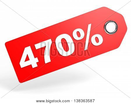 470 Percent Red Discount Tag On White Background.