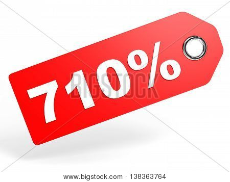 710 Percent Red Discount Tag On White Background.