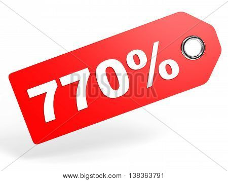 770 Percent Red Discount Tag On White Background.