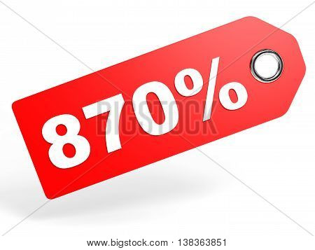 870 Percent Red Discount Tag On White Background.