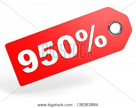 950 Percent Red Discount Tag On White Background.
