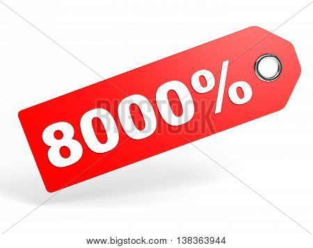 8000 Percent Red Discount Tag On White Background.
