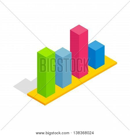 Chart in columns icon in isometric 3d style isolated on white background. Compute symbol