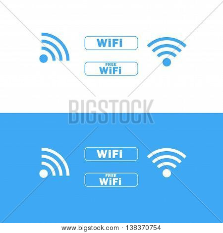 WiFi icons. Blue and white. Vector. Symbols.