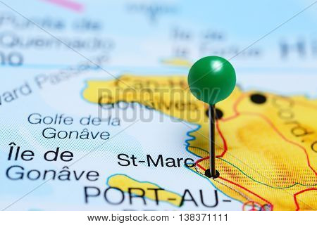 St-Marc pinned on a map of Haiti
