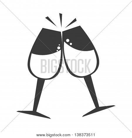Wine on glass cup in black and white colors, vector illustration graphic.