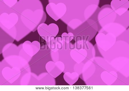Blurred Heart bokeh background in pink color.