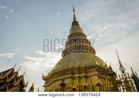 Haripunchai Temple, Lampoon, Thailand. .