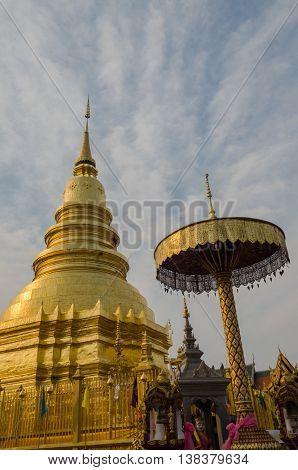 Haripunchai Temple, Lampoon, Thailand. .
