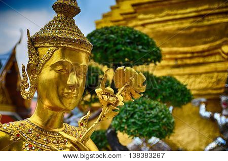 Kinnari statue at Wat Phra Kaew temple