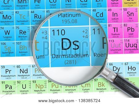 Darmstadtium Symbol - Ds. Element Of The Periodic Table Zoomed W