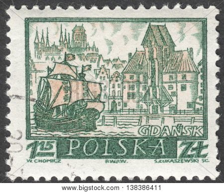 MOSCOW RUSSIA - CIRCA JANUARY 2016: a post stamp printed in POLAND shows a view of town the series 