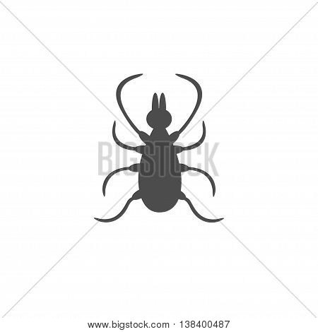 Tick insect silhouette. Mite deer ticks icon. Dangerous black parasite. White background. Isolated. Flat design. Vector illustration