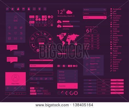 User interface for mobile and web interface with ui kit, pink color