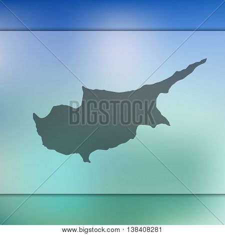 Cyprus map on blurred background. Blurred background with silhouette of Cyprus. Cyprus. Cyprus map.