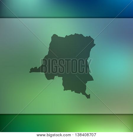 Democratic Republic of The Congo map on blurred background. Blurred background with silhouette of Congo. Congo. Congo map.