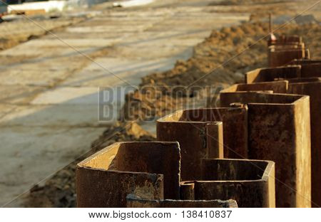 metal constructions to prevent the shedding of the soil during the construction of road junctions in the Moscow area.