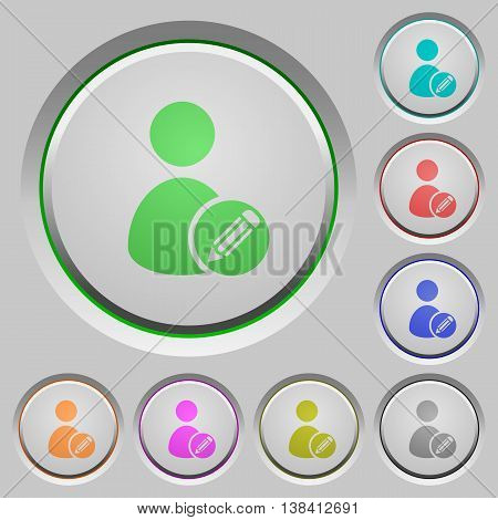 Set of color Edit user account sunk push buttons.