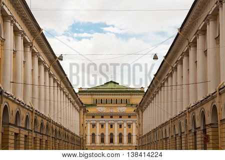 View to the street of the architect Rossi and Alexandrinsky Theatre