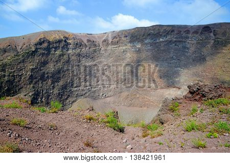 Vesuvius volcano crater next to Naples. Italy