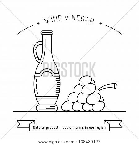 Wine vinegar in the bottle vector outline.