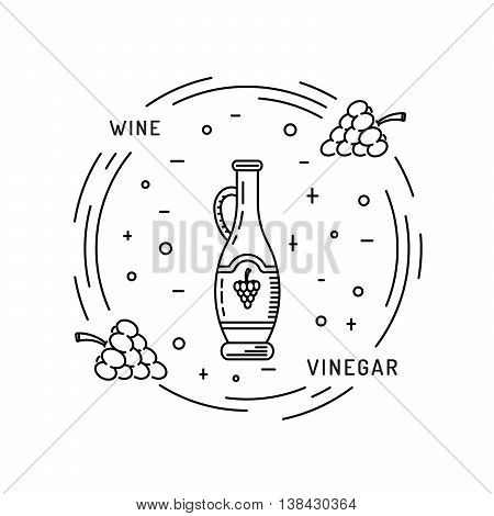 Wine vinegar in the bottle vector outline.