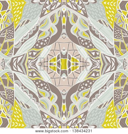 Traditional ornamental paisley bandanna. Hand drawn background with artistic pattern. Bright colors. Seamless pattern can be used forfills background