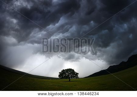 beautiful landscape on stormy weather, Dobrogea, Romania