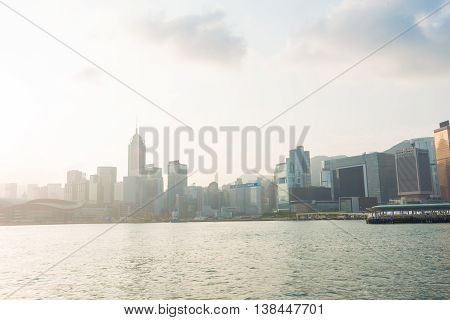 Hong Kong China: 23 OCT 2015 Hongkong Cityscape Victoria Harbour Hongkong Business Center District Hong Kong China