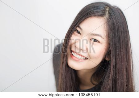 Beauty face lovely asian woman on white background Attractive asian woman