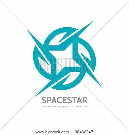 Space star - vector logo template concept illustration. Abstract shape with rays sign. Creative design element.