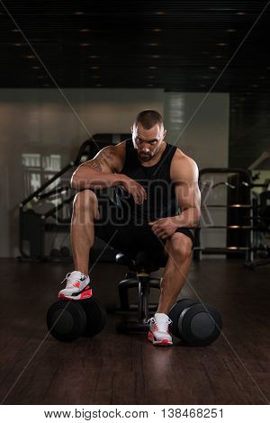 Bodybuilder Resting In Healthy Club