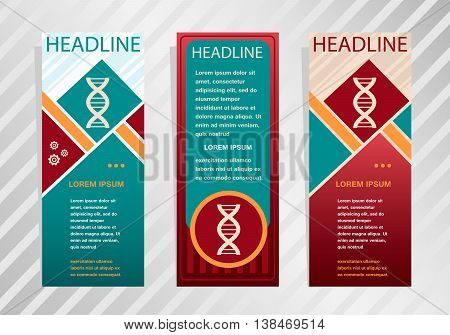 Dna Icon On Vertical Banner. Modern Abstract Flyer