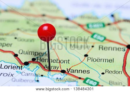 Auray pinned on a map of France
