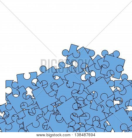 Set of Blue Pazzle on White Background. Jigsaw Pattern