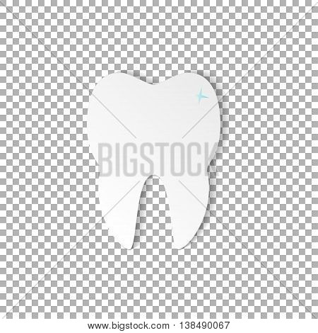 tooth dental on transparent background in modern flat style. Template for dental clinic advertising etc.