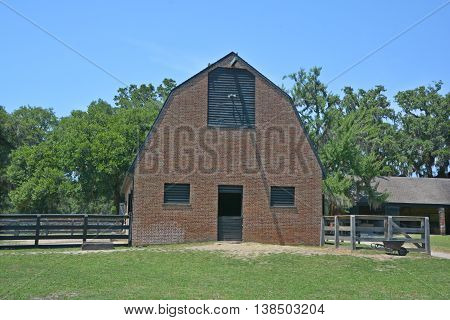 CHARLESTON SC USA JUNE 23 2016: Stable at Middleton Place is a plantation in Dorchester County, directly across the Ashley River from North Charleston, in the U.S. state of South Carolina.