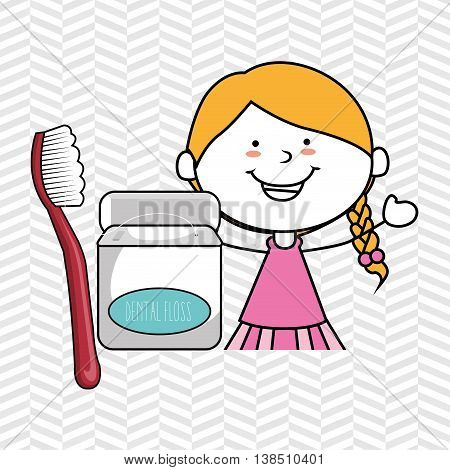 girl with dental floss isolated icon design, vector illustration  graphic