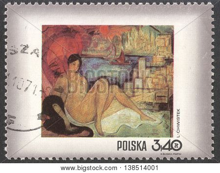 MOSCOW RUSSIA - CIRCA FEBRUARY 2016: a post stamp printed in POLAND shows painting 