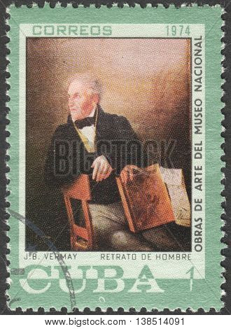 MOSCOW, RUSSIA - CIRCA FEBRUARY, 2016: a post stamp printed in CUBA shows painting by Vermay, the series 