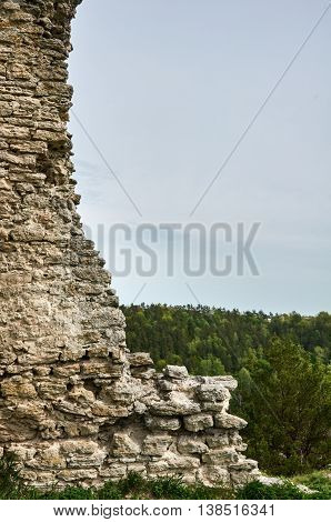 The ruins of the Kremenets castle on the Bona mountain. Kremenets, Ternopil region, Ukraine