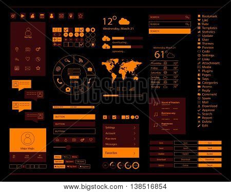 User interface for mobile and web interface, with ui kit, orange color