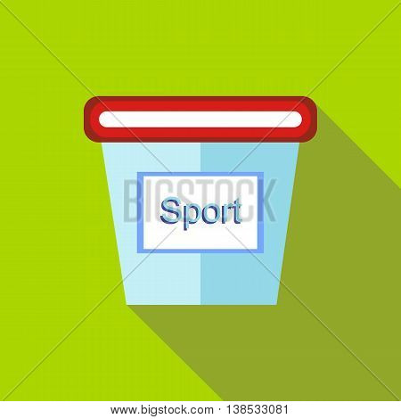 Containers for sports nutrition icon in flat style with long shadow